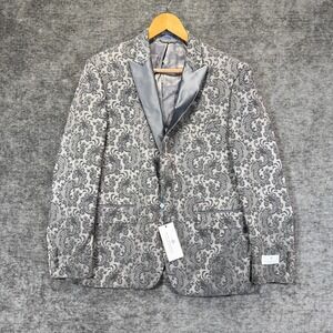 Ryan Seacrest Distinction Dinner Jacket Blazer Evening Paisley Silver 40S